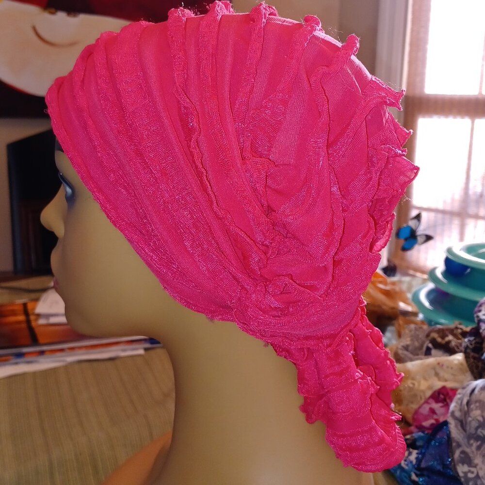 Two Soft Ruffle Style "Cancer" Caps